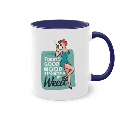 Retro-Tasse mit Spruch "Today's Good Mood Is Sponsored by Weed"