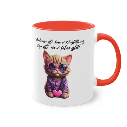 "Coolness ist ein Lebensstil" Tasse mit stylischer Katze - Für Katzenfans