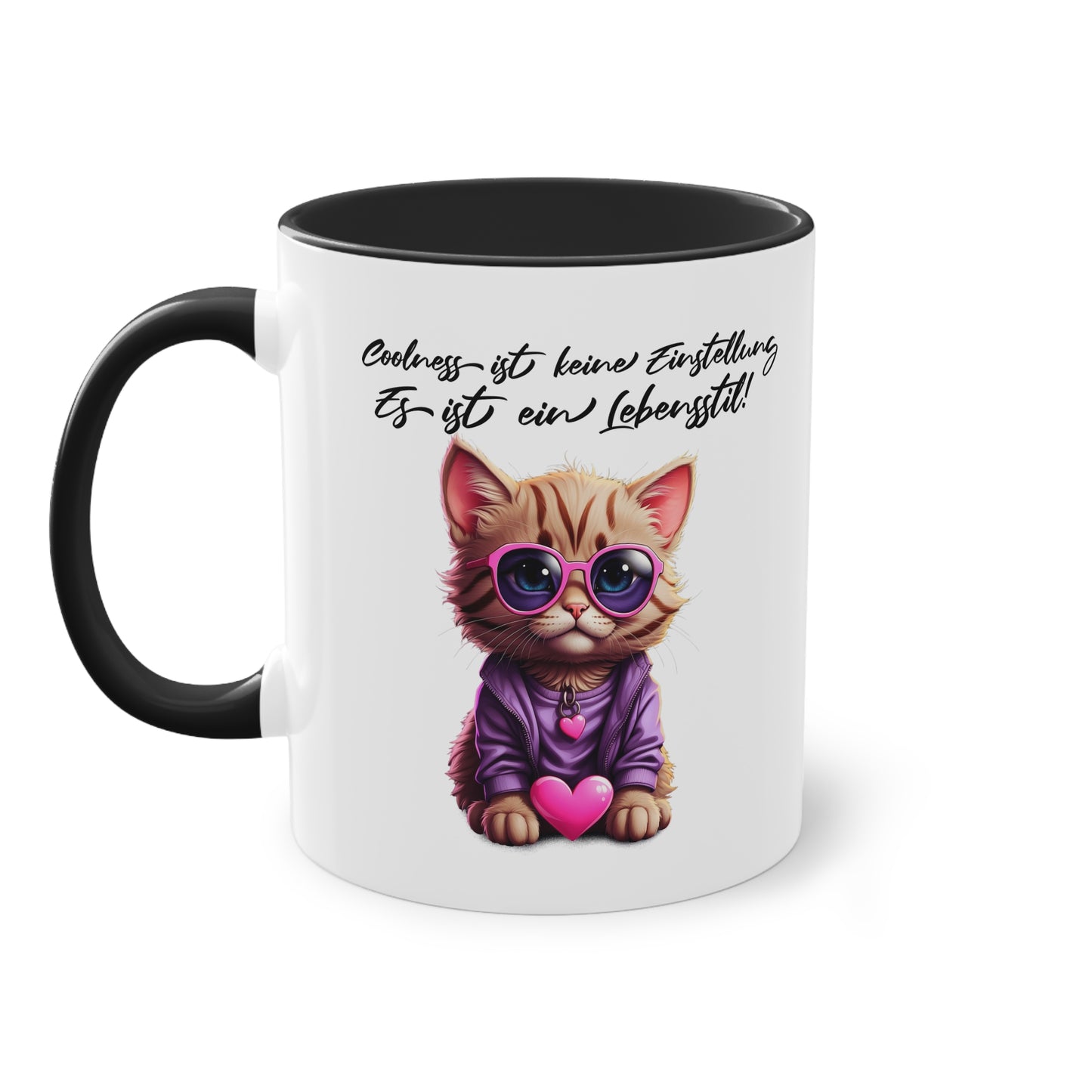 "Coolness ist ein Lebensstil" Tasse mit stylischer Katze - Für Katzenfans