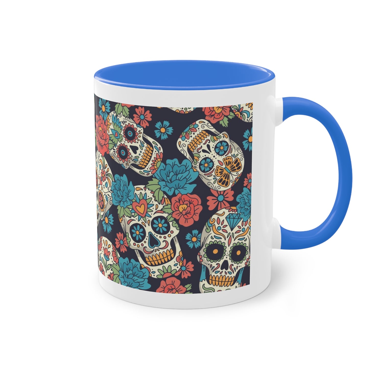 Día de los Muertos Tasse - Buntes Totenkopf-Muster im mexikanischen Stil