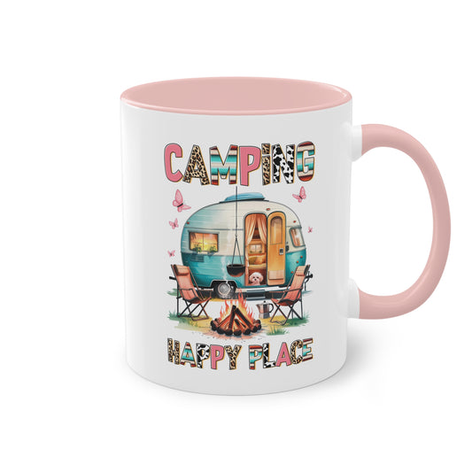 Camping Happy Place Tasse: Dein Wohlfühlmoment für unterwegs