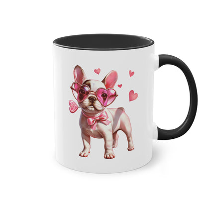 Süße French Bulldog Tasse mit Herzbrille für Hunde Fans