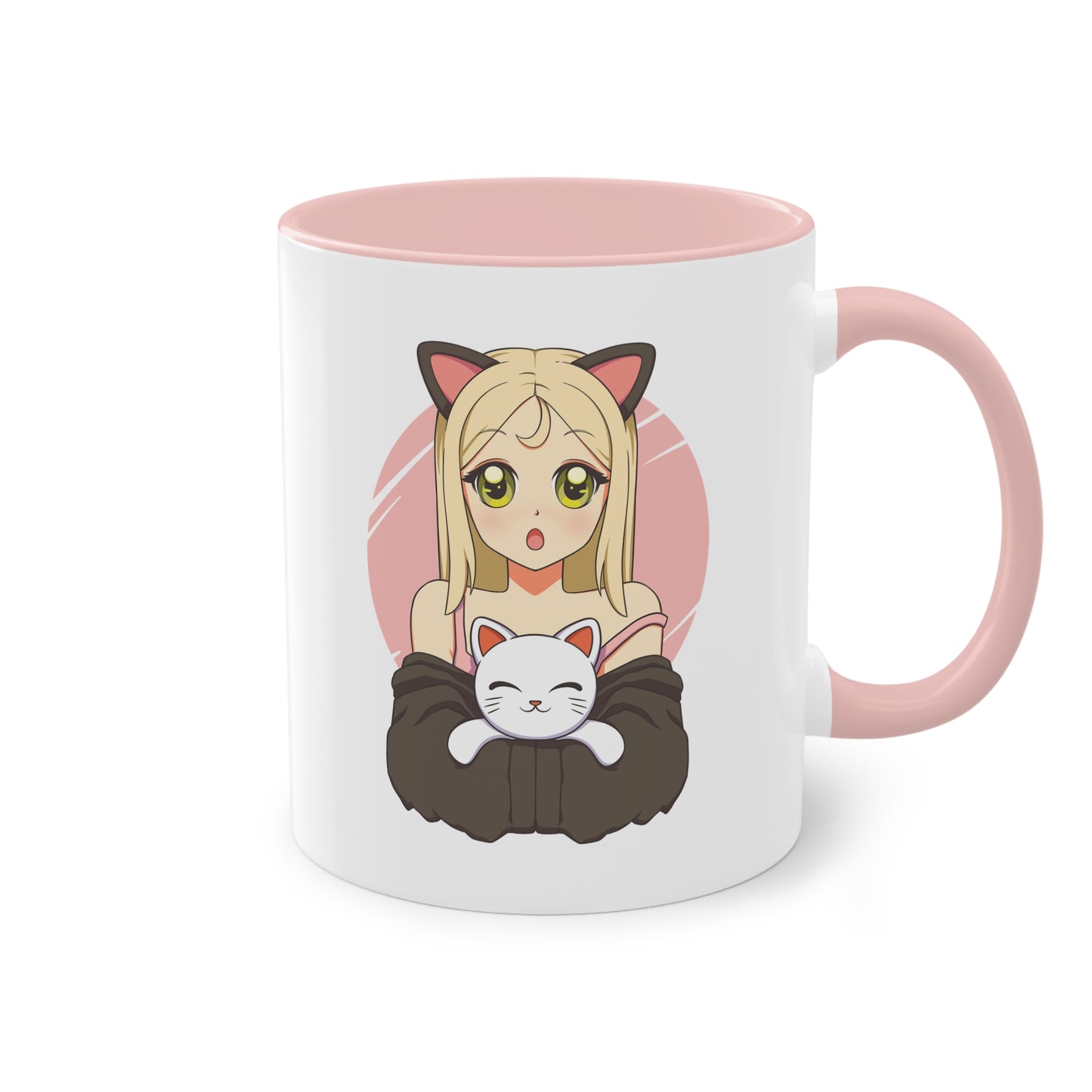 Katzenliebe im Manga-Stil - Die Anime Girl & Katzenfreundschaft Tasse