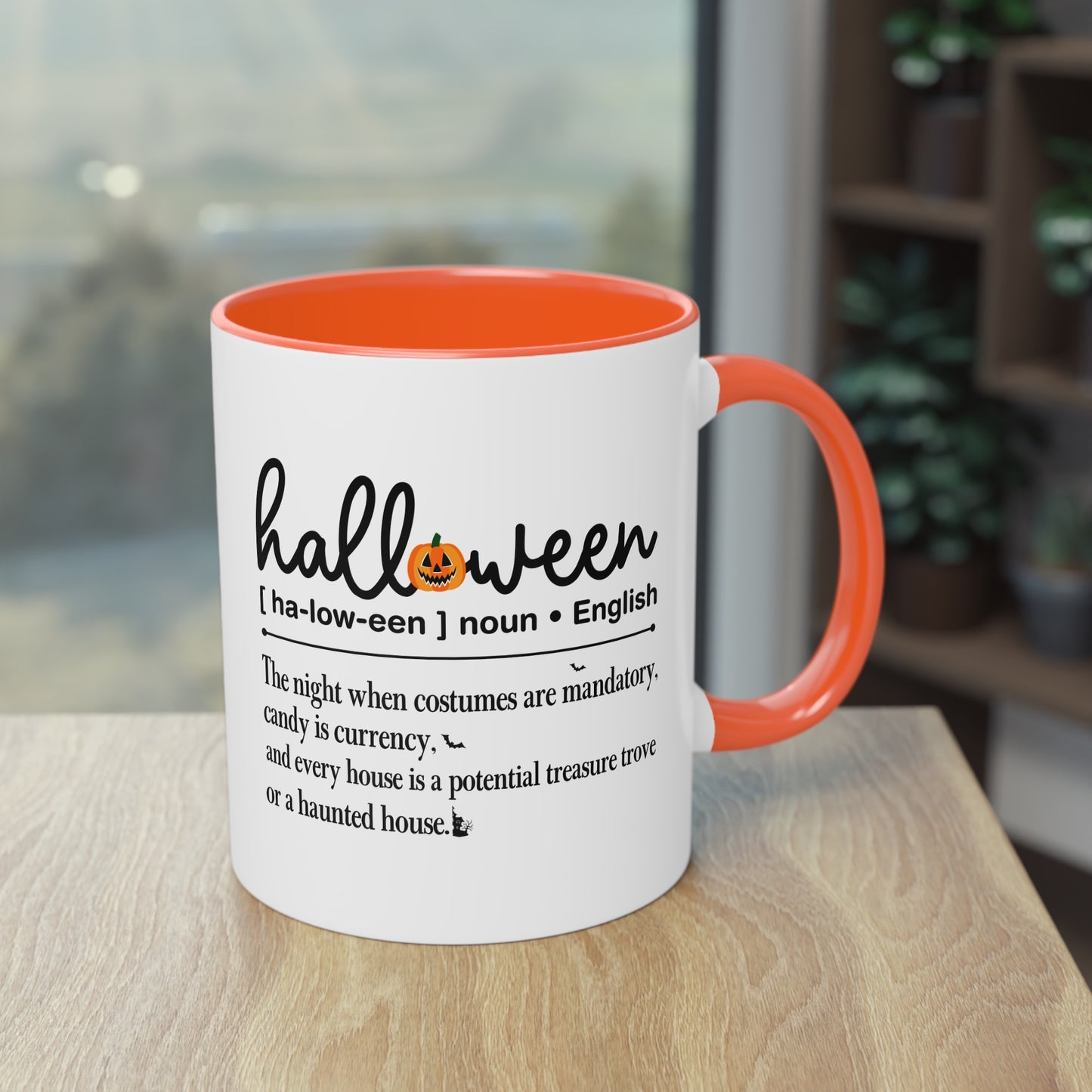 Halloween Tasse mit Definition & Kürbis-Detail | Lustiges Wörterbuch-Design
