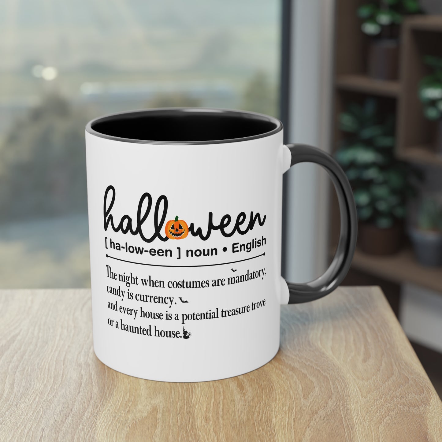 Halloween Tasse mit Definition & Kürbis-Detail | Lustiges Wörterbuch-Design