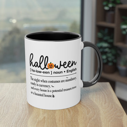 Halloween Tasse mit Definition & Kürbis-Detail | Lustiges Wörterbuch-Design