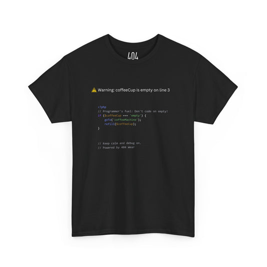 "Programmer's Fuel: Don't Code on Empty" T-Shirt - Code und Kaffee für Entwickler