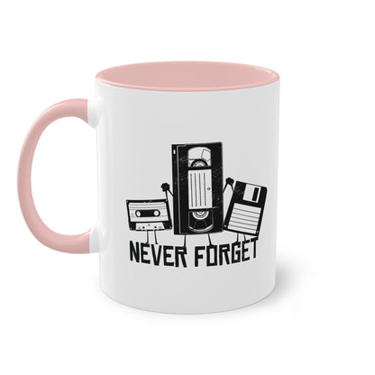 Never Forget Tasse - Retro Diskette/VHS/Kasette Keramik Tasse