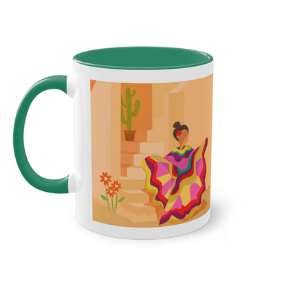 Mexikanische Tänzerinnen Tasse - Farbenfrohes Design mit folkloristischen Motiven