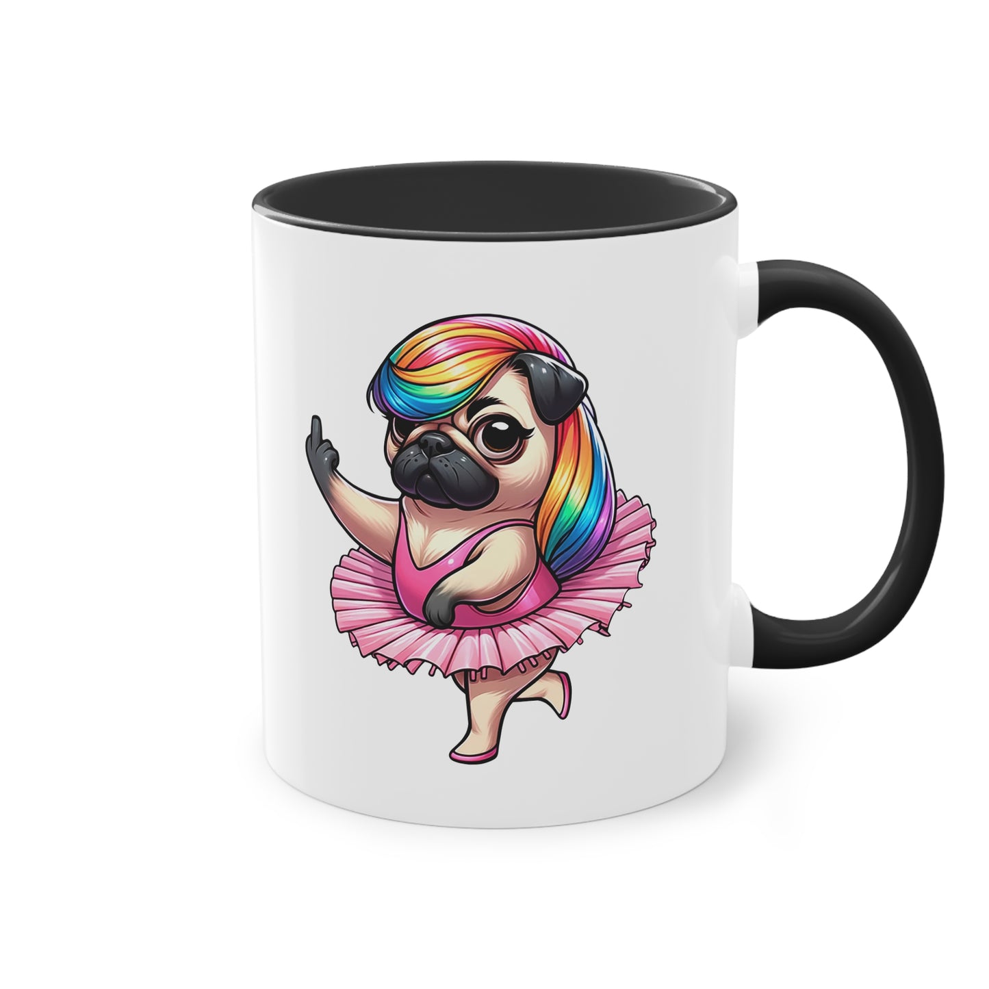 Freche Mops Ballerina Tasse - Lustige Keramik Tasse mit Ballett-Mops