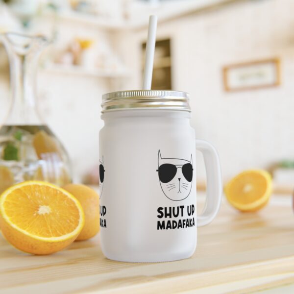 Mason Jar Trinkglas "Shut Up Madafaka" - Coole Katze mit Sonnenbrille