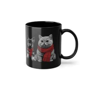 Katze & Hund: Beste Freunde im Winter Tasse