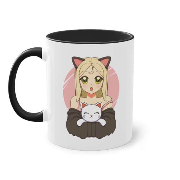 Katzenliebe im Manga-Stil - Die Anime Girl & Katzenfreundschaft Tasse