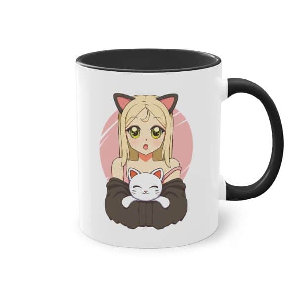 Katzenliebe im Manga-Stil - Die Anime Girl & Katzenfreundschaft Tasse