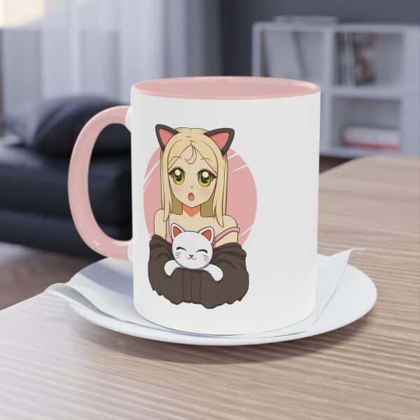 Katzenliebe im Manga-Stil - Die Anime Girl & Katzenfreundschaft Tasse