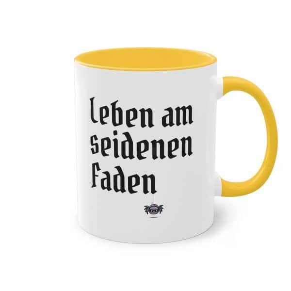 Leben am seidenen Faden - Vogelspinnen Tasse mit lustigen Spruch