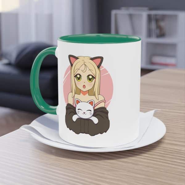 Katzenliebe im Manga-Stil - Die Anime Girl & Katzenfreundschaft Tasse