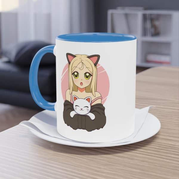 Katzenliebe im Manga-Stil - Die Anime Girl & Katzenfreundschaft Tasse