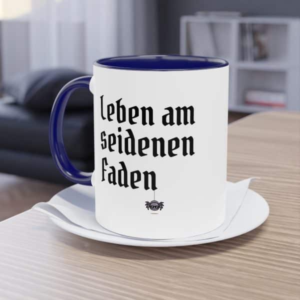 Leben am seidenen Faden - Vogelspinnen Tasse mit lustigen Spruch