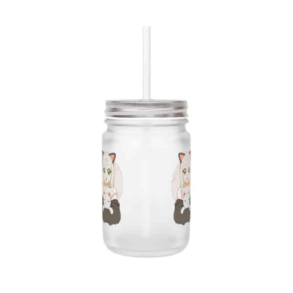 Mason Jar Trinkglas – Anime Girl mit Katze