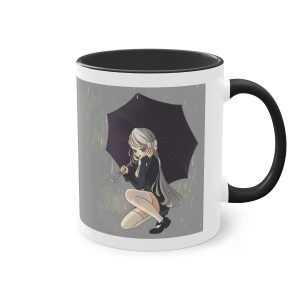 Regenschirm-Melancholie - Die Tasse mit dem verträumten Anime-Mädchen