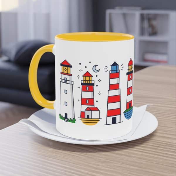 Die Nordsee Leuchtturm Tasse mit Leuchtturmpanorama