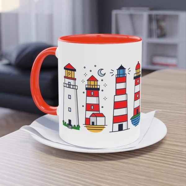 Die Nordsee Leuchtturm Tasse mit Leuchtturmpanorama