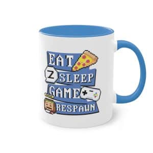 Eat, sleep, game, respawn - Die ultimative Gamer-Pixel-Tasse