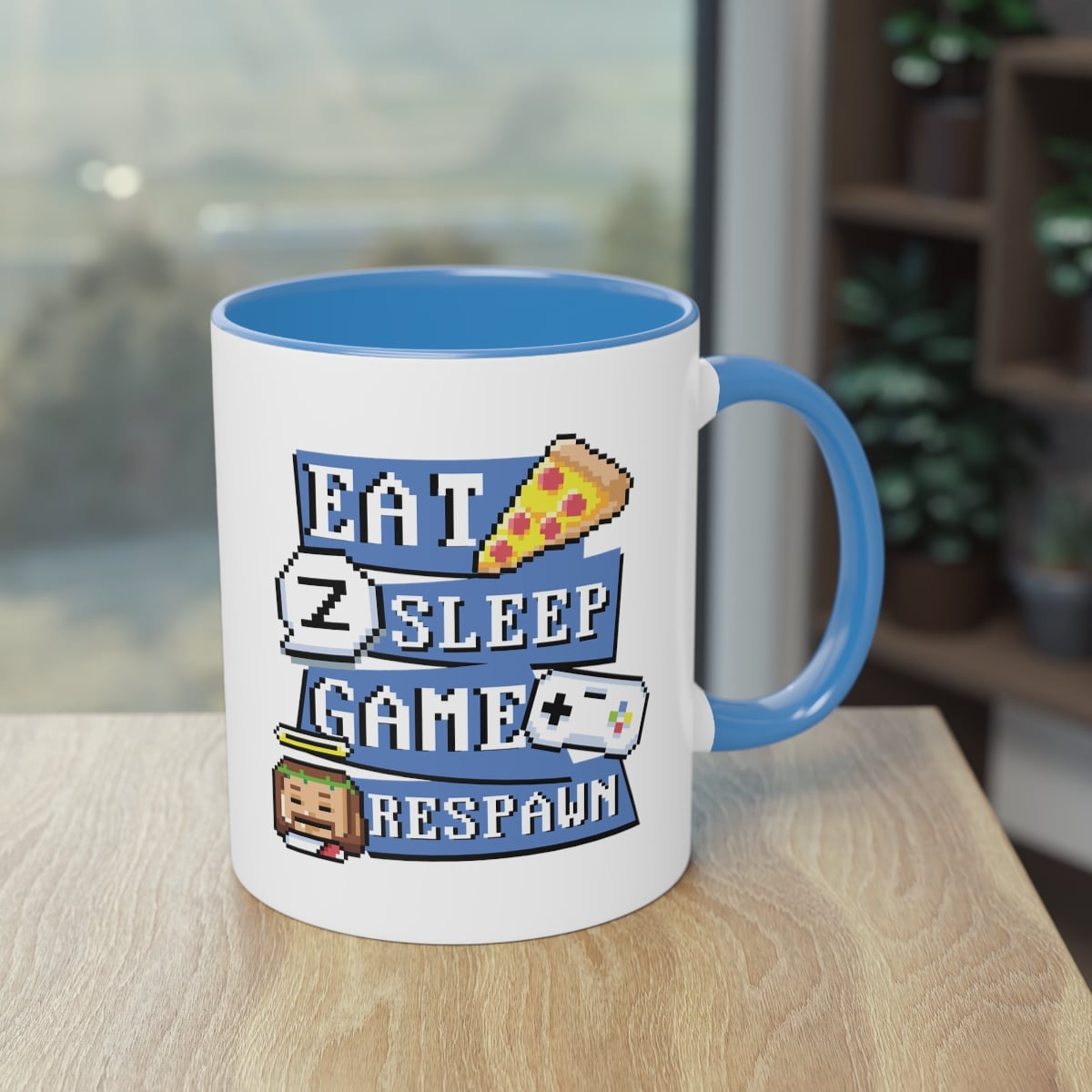 Eat, sleep, game, respawn - Die ultimative Gamer-Pixel-Tasse