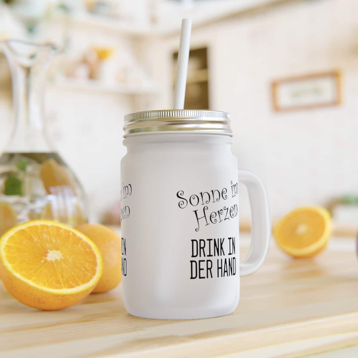 Mason Jar Trinkglas "Sonne im Herzen, Drink in der Hand"