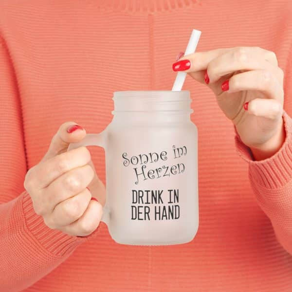 Mason Jar Trinkglas "Sonne im Herzen, Drink in der Hand"