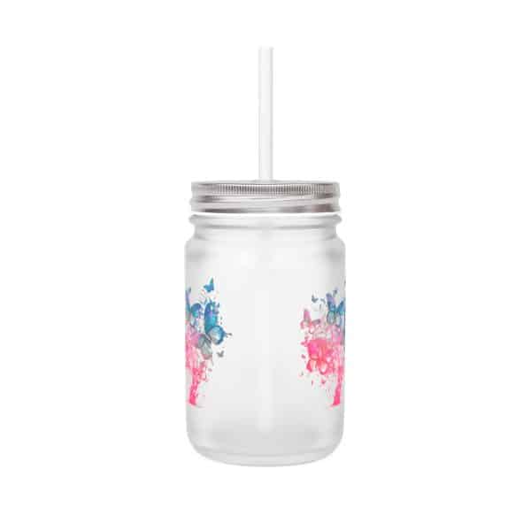 Mason Jar Trinkglas mit Schmetterlingsdesign