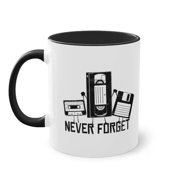 Never Forget Tasse - Retro Diskette/VHS/Kassette Keramik Tasse