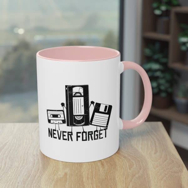 Never Forget Tasse - Retro Diskette/VHS/Kassette Keramik Tasse