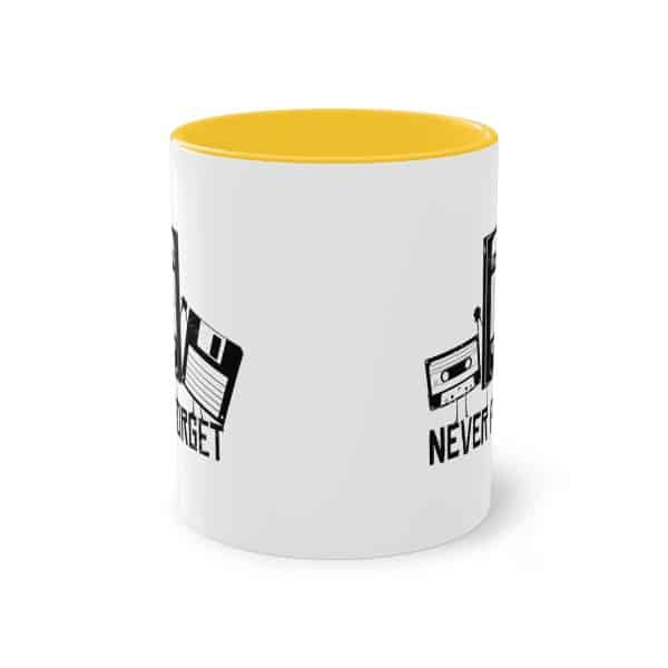 Never Forget Tasse - Retro Diskette/VHS/Kassette Keramik Tasse