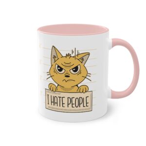 Mürrische Katze Tasse - "I Hate People" Mugshot Design für Katzenliebhaber