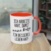 Lustige Katzen Spruchtasse - "Ich arbeite hart, damit meine Katze ein besseres Leben hat"