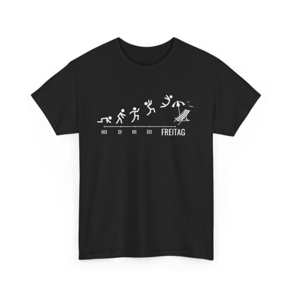 Freitag Evolution - Schwarzes T-Shirt mit witzigem Wochen-Motiv